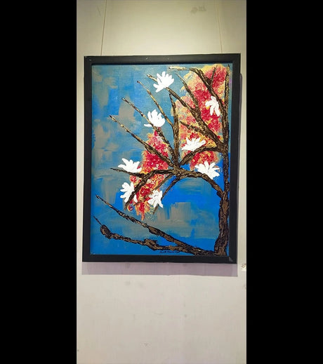 Flower Blossom – Hand-painted Acrylic Canvas Art by Samhita Bhowmik | Nature-Inspired Floral Artwork - Retail Maharaj