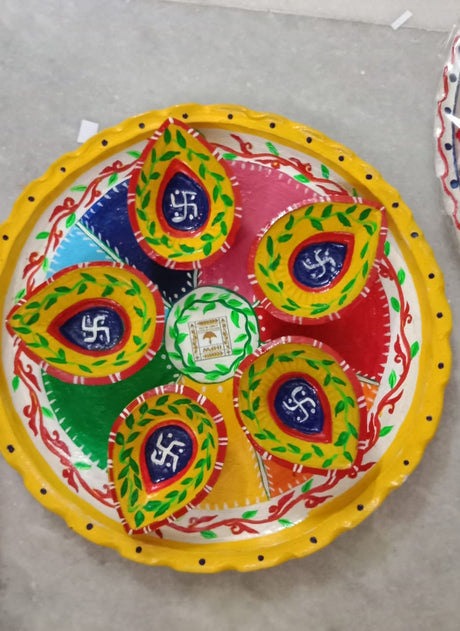 Shubh Aarambh Diya Set – "Light With Blessings" | Hand-Painted Swastik Design, Eco-Friendly - Retail Maharaj
