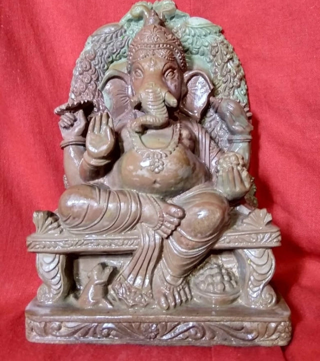 Soapstone Carving – Ganesh on Throne – Handcrafted Divine Art - Retail Maharaj