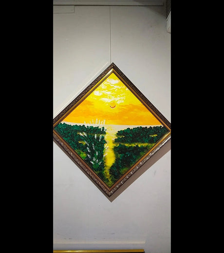 Sunrise Square – Hand-painted Acrylic Canvas Art by Samhita Bhowmik - Retail Maharaj