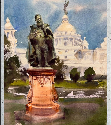 Victoria Majesty – A3 Watercolor Painting by Ranjan Kurmi | Iconic Victoria Memorial, Kolkata - Retail Maharaj