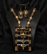 Rustic Floral Bamboo Necklace Set – Earthy Elegance | Handcrafted Eco-Friendly Tribal Jewelry - Retail Maharaj