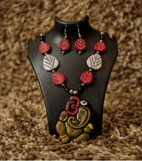 Vintage Bloom Afghani Thread Necklace Set – Maroon & Silver - Retail Maharaj