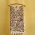 Royal Peacock Madhubani Handpainted Cotton Stole – Peacock & Floral Motif Dupatta (92 x 23 inch) | Traditional Indian Folk Art Wrap for Women - Retail Maharaj