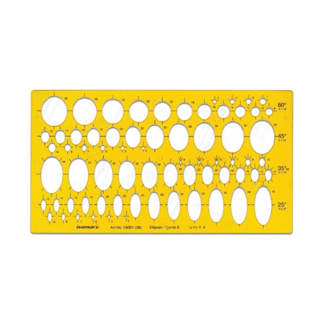Isomars Oval and Ellipse Drafting Template Stencil for Design and Drawing - Retail Maharaj