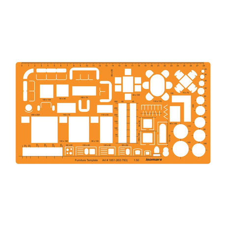 Isomars 1 50 Scale Furniture Architectural Drafting Template Stencil - Retail Maharaj
