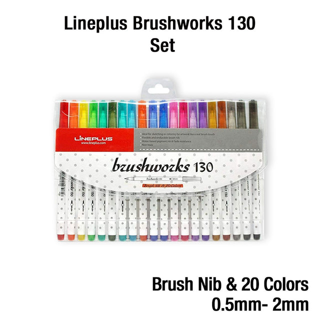 Lineplus Brushworks 130 Brush Pen Set with Flexible Brush Tips Multicolour - Retail Maharaj