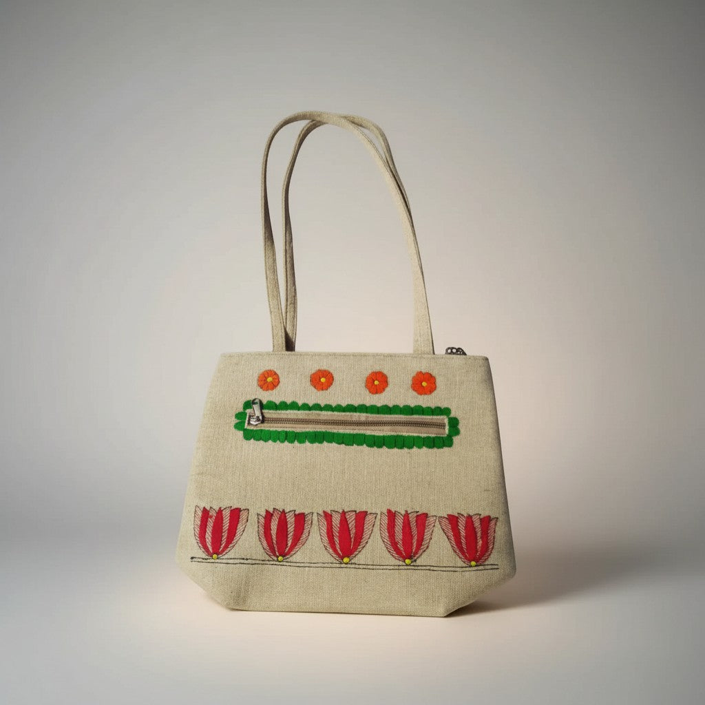 Handmade Jute Handbag with Madhubani Art | Eco-friendly Mithila Painting Tote Bag - Retail Maharaj