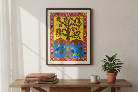 Handmade Madhubani Painting – Tree of Life | Mithila Art Traditional Indian Folk Wall Decor - Retail Maharaj