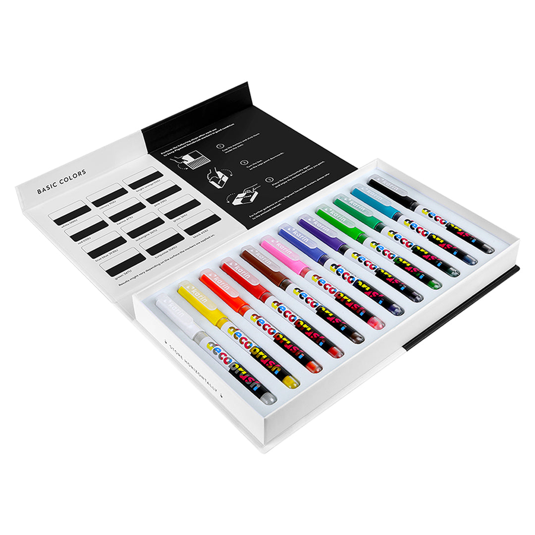 Karin Pigment DecoBrush Basic & Pastel Colors 12pc Set - Retail Maharaj
