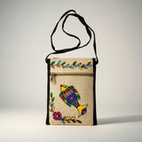 Handmade Madhubani Mobile Pouch – Jute Mithila Art Phone Bag | Eco-friendly Folk Art Accessory - Retail Maharaj