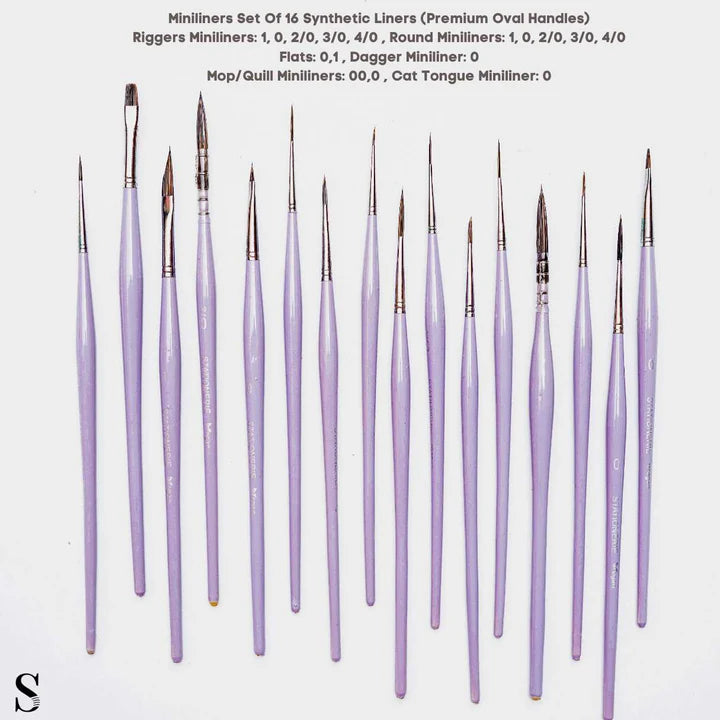 Product Name: Retail Maharaj Mini Liner Brush Set of 16 Lavender - Retail Maharaj