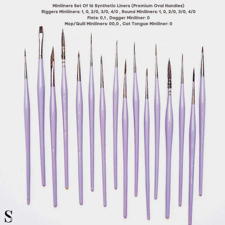 Product Name: Retail Maharaj Mini Liner Brush Set of 16 Lavender - Retail Maharaj
