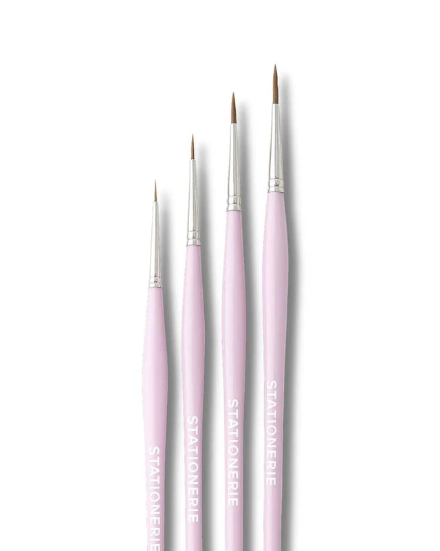 Stationerie Short Liner Brush Set of 4 Lilac Mist Edition Kolinsky Synthetic - Retail Maharaj