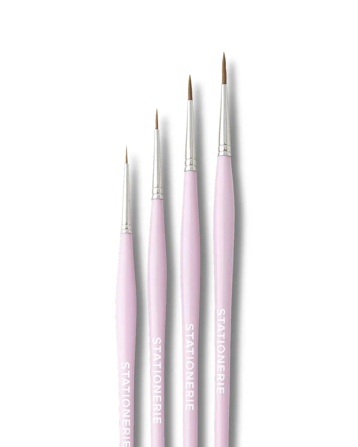 Retail Maharaj Short Liner Brush Set of 4 Lilac Mist Edition, Kolinsky Synthetic - Retail Maharaj