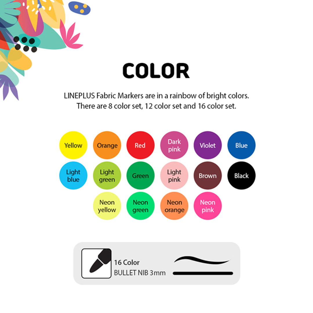 Lineplus Fabric Marker Set for Textile Art (Set of 8 & Set of 12) - Retail Maharaj