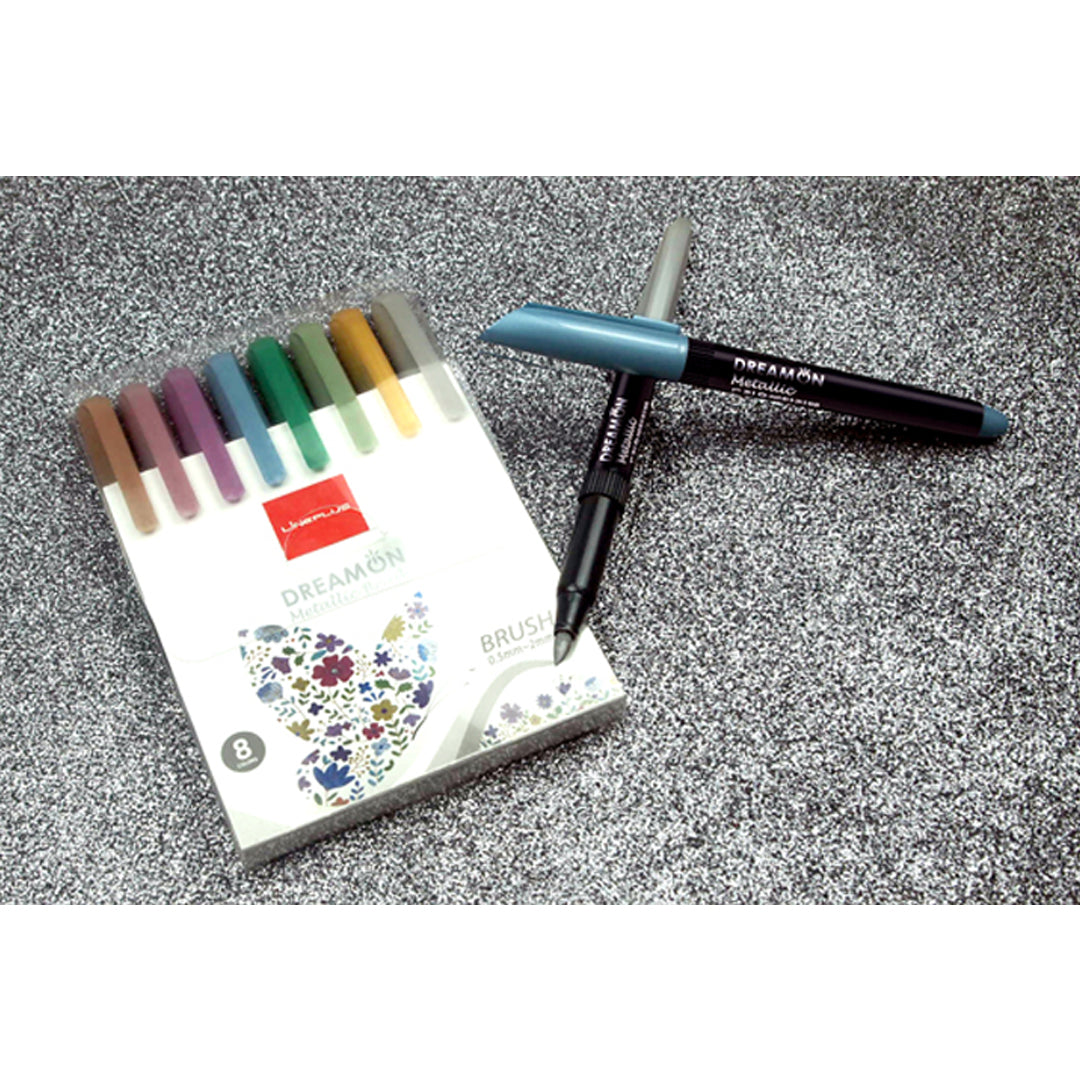 Lineplus DreamON Metallic Brush Pens Set with Flexible Tips - Retail Maharaj