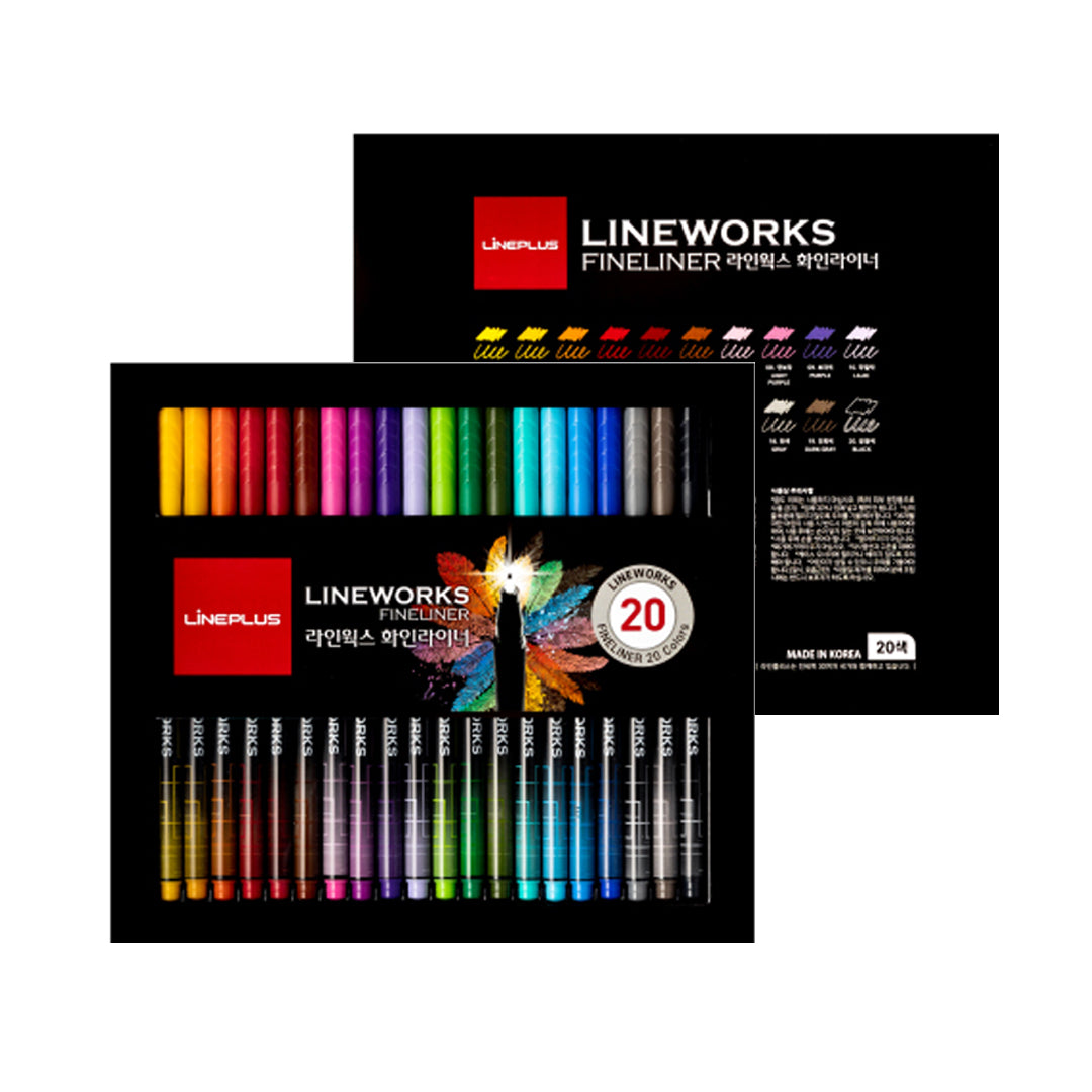LINEPLUS Lineworks Fineliner Color Therapy Set (5 / 10 / 20 Colors) - Retail Maharaj