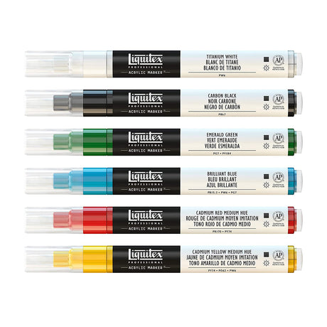 Liquitex Professional Acrylic Marker Sets Artist Grade Acrylic Paint Markers for Fine Art Craft Highlights Vibrant Monochrome Iridescent Colors - Retail Maharaj