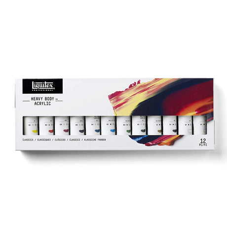 Liquitex Professional Heavy Body Acrylic Classic Set of 12 Artist Paints for Canvas and Mixed Media - Retail Maharaj
