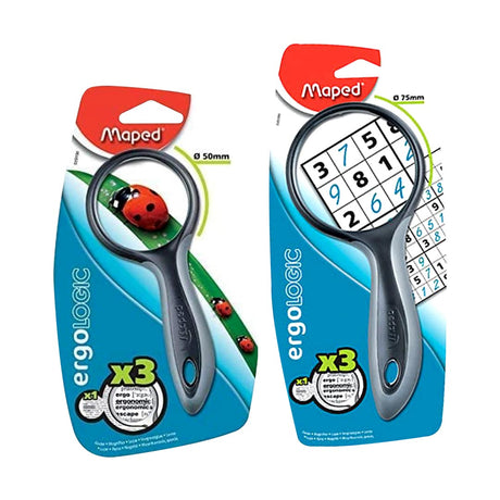 Maped Ergologic Magnifying Glass with Ergonomic Handle 50mm and 75mm - Retail Maharaj