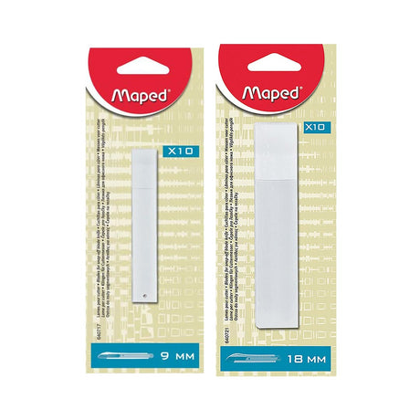 Maped Replacement Cutting Blades 9mm and 18mm Blister Pack of 10 - Retail Maharaj