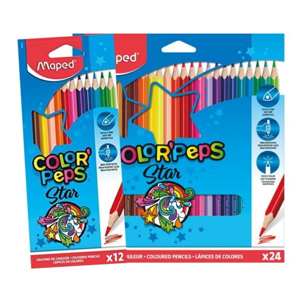 Maped Color'Peps Star Coloured Pencils Set of 12, 24, 36, 48 & 72 - Retail Maharaj