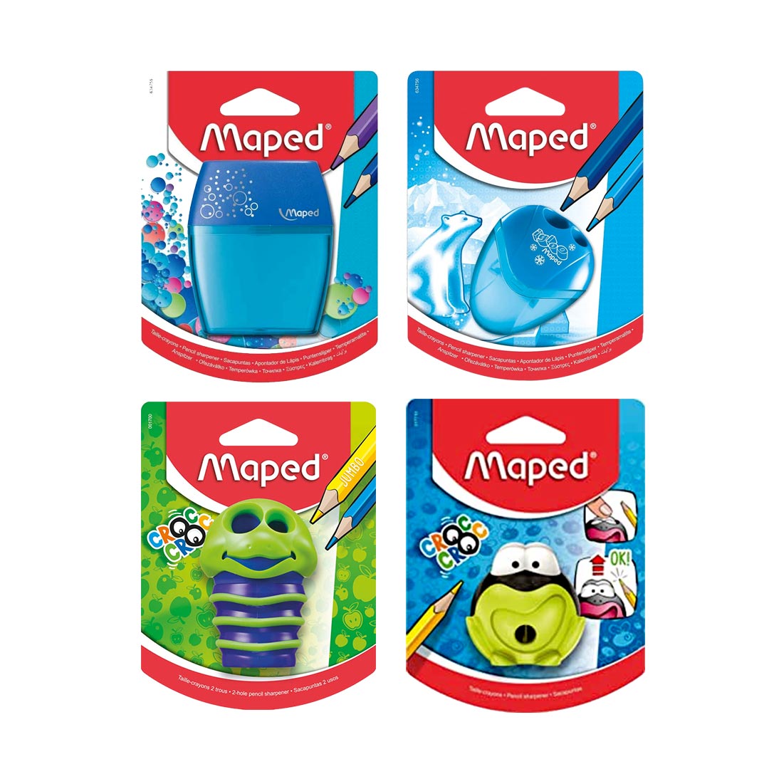 Maped Pencil Sharpener Pack with Container Single and Double Hole Designs - Retail Maharaj