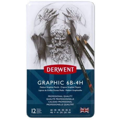Derwent Graphic Graphite Pencil Set Medium Grades 6B to 4H - Retail Maharaj