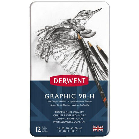 Derwent Graphic Graphite Pencil Set Soft Grades 9B to H - Retail Maharaj