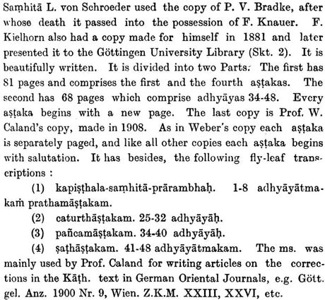 Kapisthala-Katha-Samhita (A Text of the Black Yajurveda) - Retail Maharaj