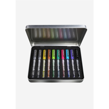 Karin Deco Brush Metallic Brush Markers Set of 10 in Metal Box - Retail Maharaj