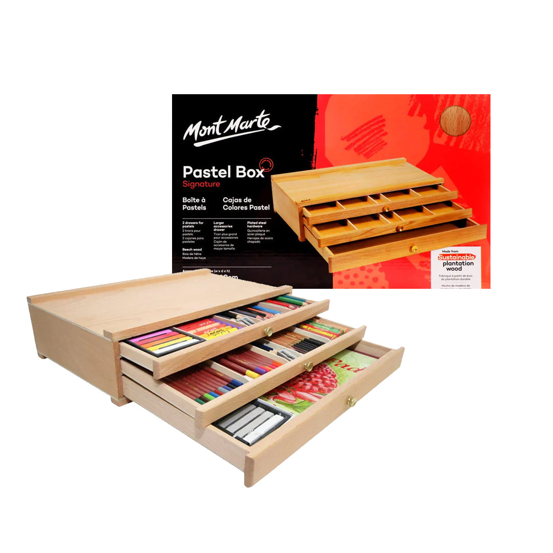 Mont Marte Signature Beech Wood Pastel Storage Box - Retail Maharaj