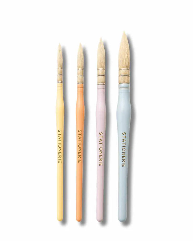 Stationerie Artists White Natural Goat Hair Mop Brush Set of 4 - Retail Maharaj