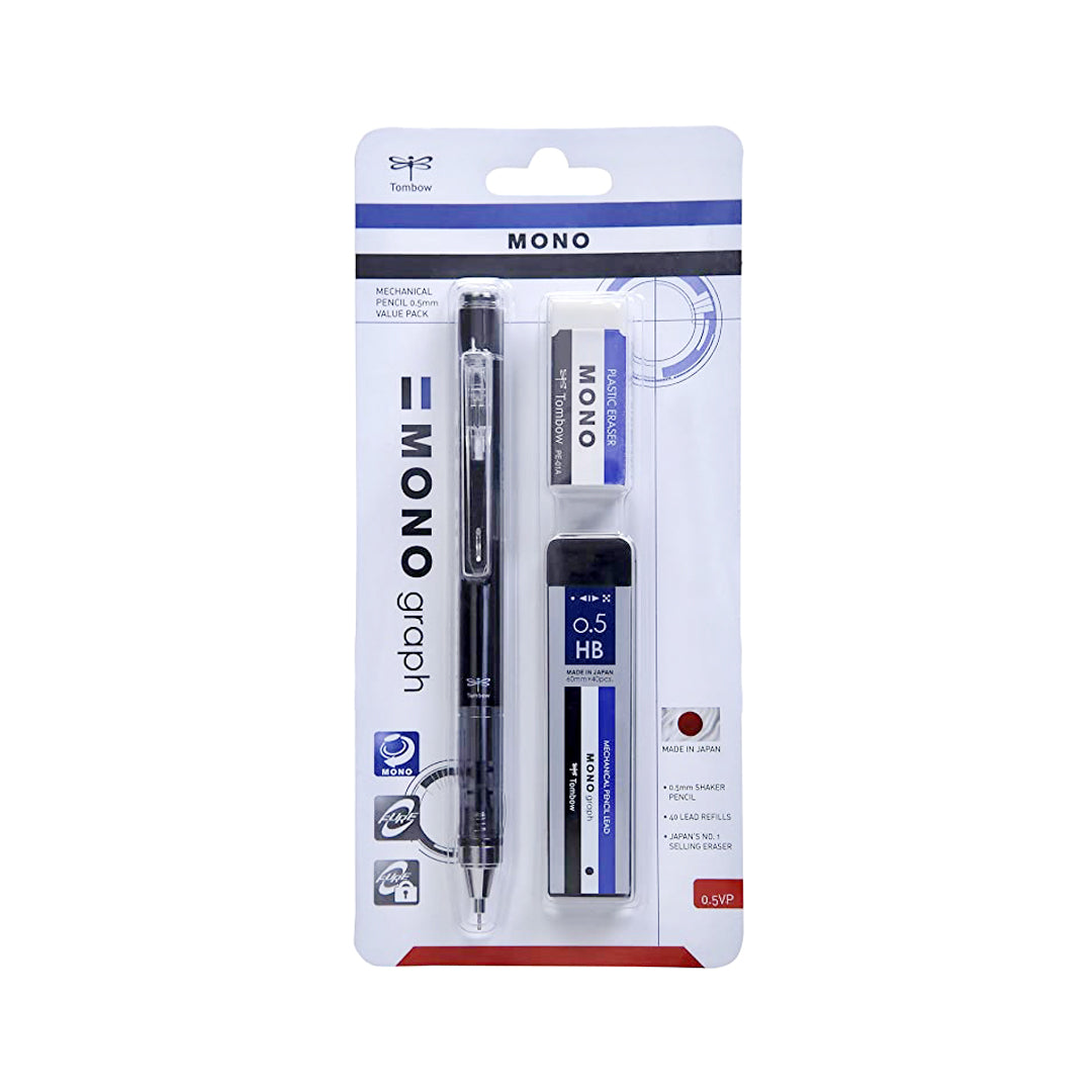 ombow MONO Graph Mechanical Pencil 0.5mm with Shake Mechanism and MONO Eraser - Retail Maharaj