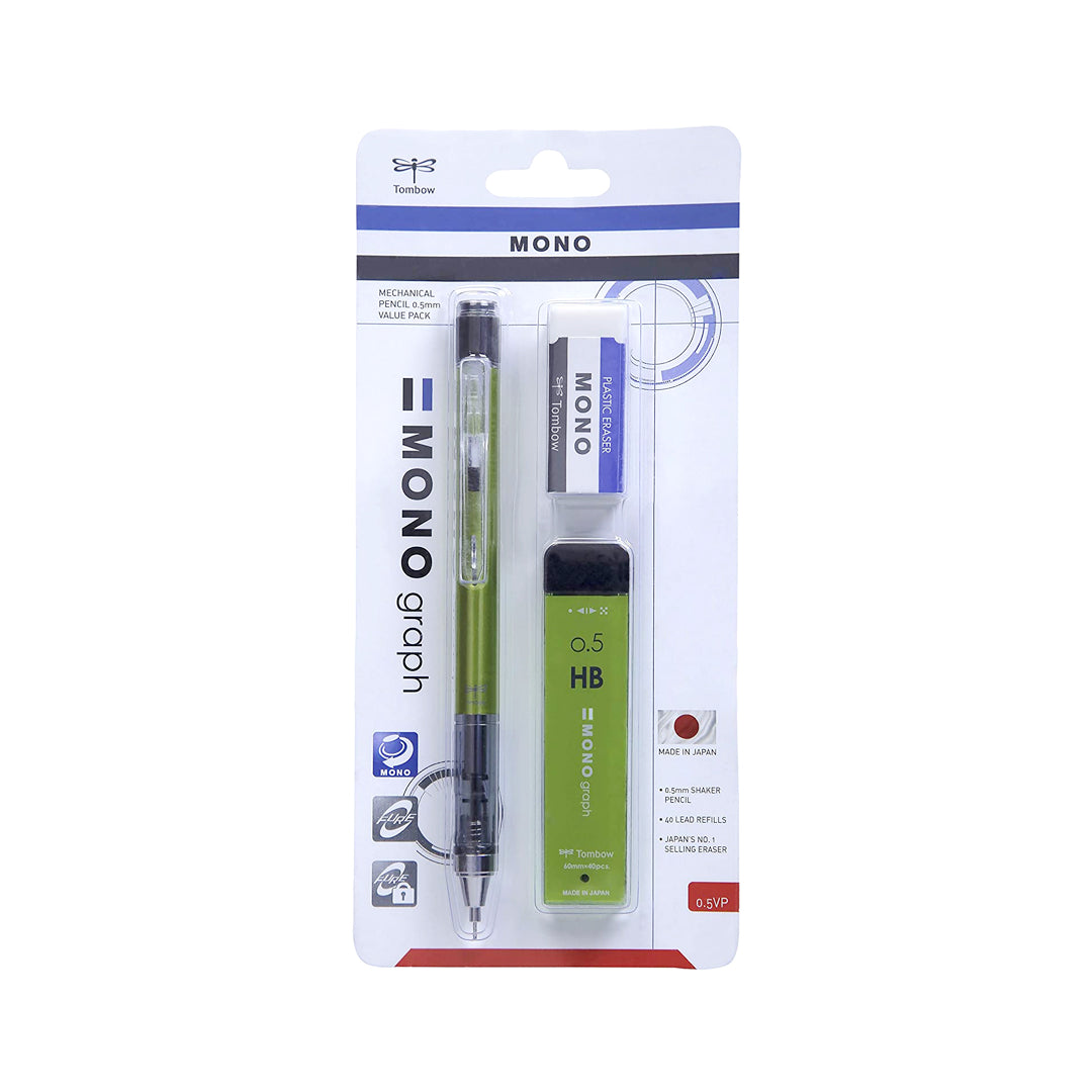 ombow MONO Graph Mechanical Pencil 0.5mm with Shake Mechanism and MONO Eraser - Retail Maharaj