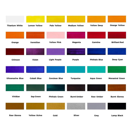 Mont Marte Signature Acrylic Colour Paint Set of 36 Creamy Fast Drying Artist Acrylics for Canvas Wood Paper and Craft - Retail Maharaj