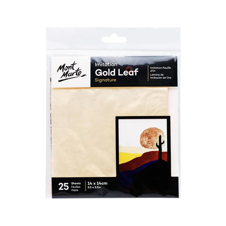 Mont Marte Imitation Gold, Silver & Copper Leaf (25 Sheets) & Leafing Size 60ml - Retail Maharaj