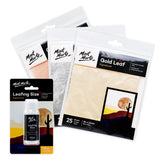 Mont Marte Imitation Gold, Silver & Copper Leaf (25 Sheets) & Leafing Size 60ml - Retail Maharaj