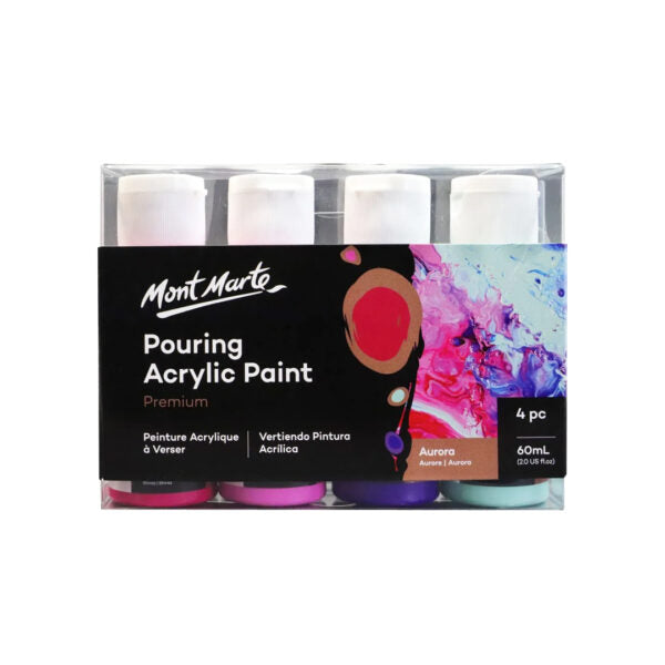 Mont Marte Premium Pouring Acrylic Paint Set 4 Colors Ready to Pour - Retail Maharaj
