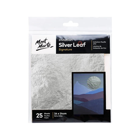 Mont Marte Imitation Gold, Silver & Copper Leaf (25 Sheets) & Leafing Size 60ml - Retail Maharaj