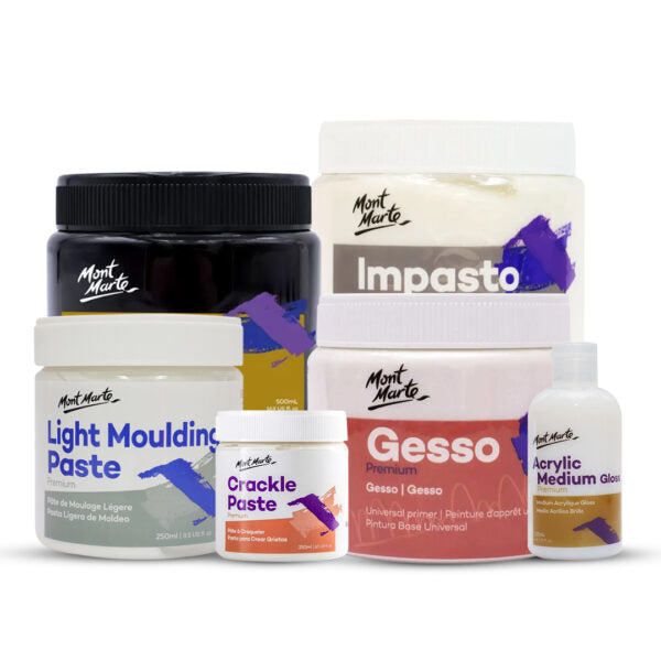 Mont Marte Premium Acrylic Mediums and Texture Pastes Open Stock Range - Retail Maharaj
