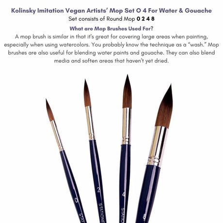 Stationerie Mop Set of 4 Kolinsky Synthetic - Retail Maharaj