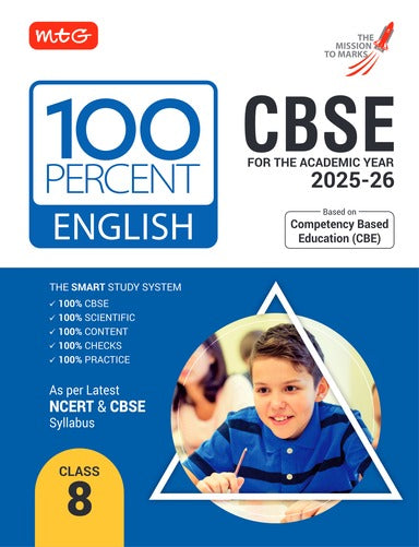 MTG CBSE 100 Percent Class 8 English Book for 2025-26 Exam - Retail Maharaj