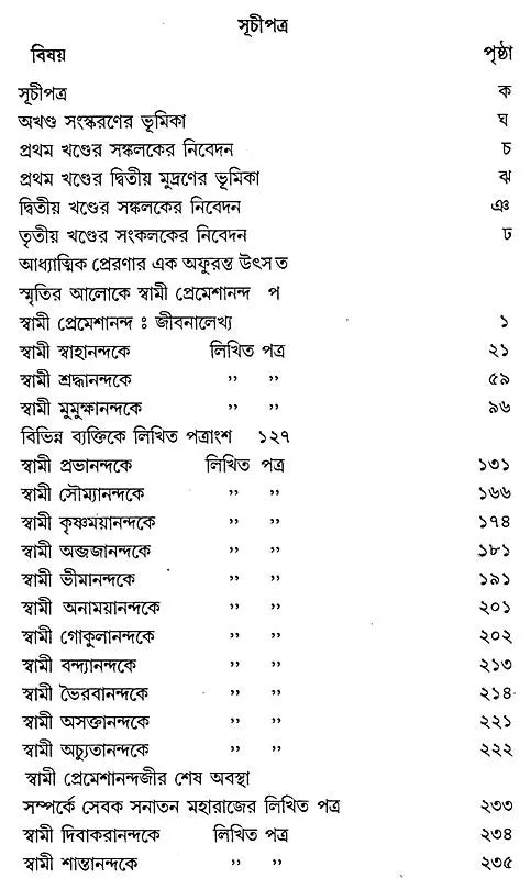 Swami Premeshanandajir Patra Sankalan (Bengali)