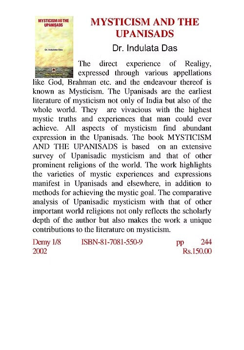 MYSTICISM AND THE UPANISADS - INDU LATA DAS - Retail Maharaj