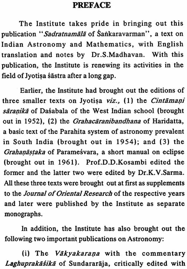 Sadratnamala of Sankaravarman (Text on Indian Astronomy and Mathematics)