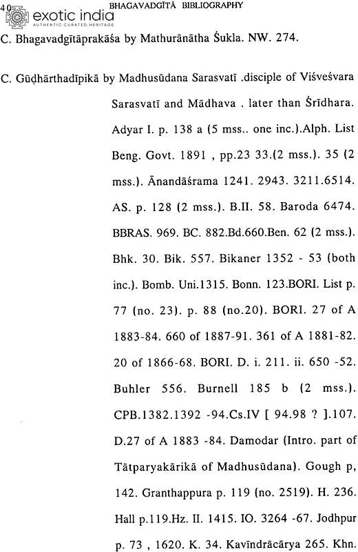 Bhagavadgita Bibliography (Set of 2 Volumes)