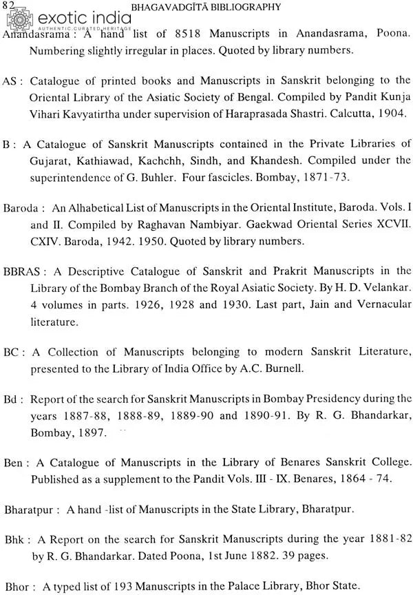 Bhagavadgita Bibliography (Set of 2 Volumes)