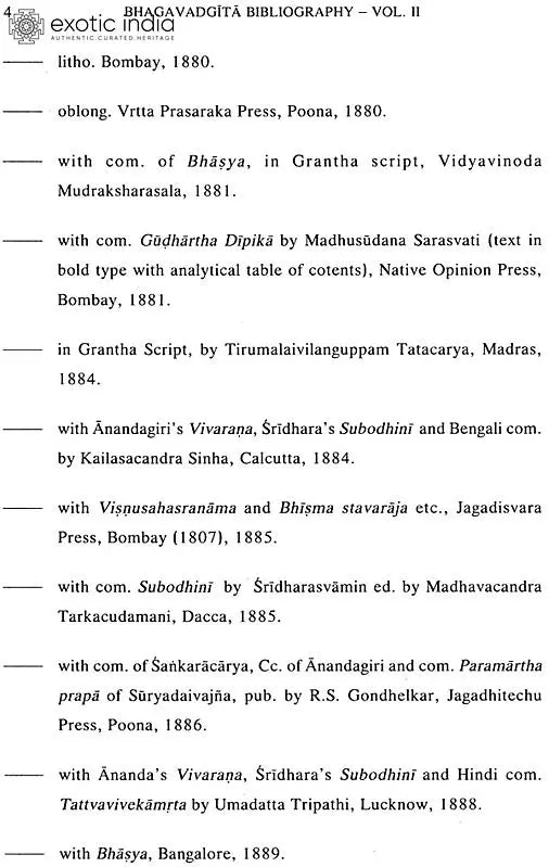 Bhagavadgita Bibliography (Set of 2 Volumes)